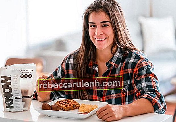 Lauren Fisher isst Muffins und Waffeln als Frühstück im November 2018