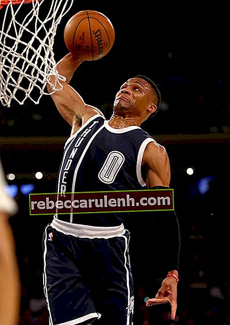 Reine Explosion bis zum Rand. Russ, der den Ball gegen die New York Knicks im Madison Square Garden am 26. Januar 2016 eintaucht