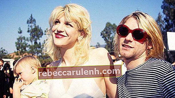 Courtney Love mit ihrem verstorbenen Ehemann Kurt Cobain und ihrer Tochter Frances Bean Cobain im Jahr 1993