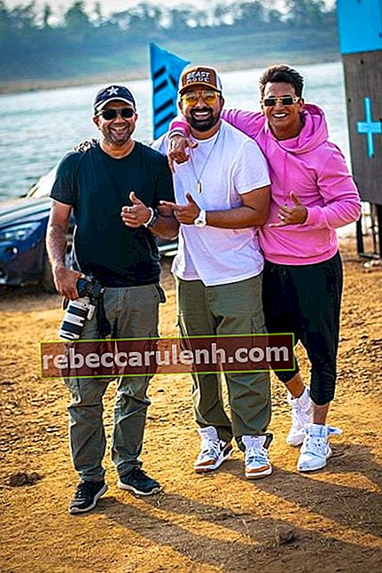 Принц Нарула, видян с Ранвиджай Сингха (в средата) и Ашиш Пармар на снимачната площадка на MTV Roadies 2018