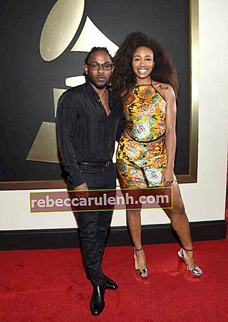 SZA z Kendrickiem Lamarem na czerwonym dywanie z okazji 58. nagród Grammy w lutym 2016 r