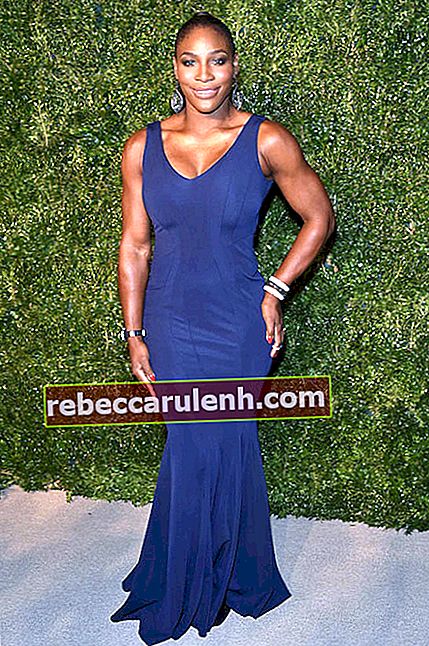 Serena Williams in einem blauen Kleid