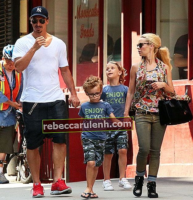 Zlatan Ibrahimovic und Helena Seger mit ihren Söhnen machen am 25. Juni 2014 einen Spaziergang durch New York City