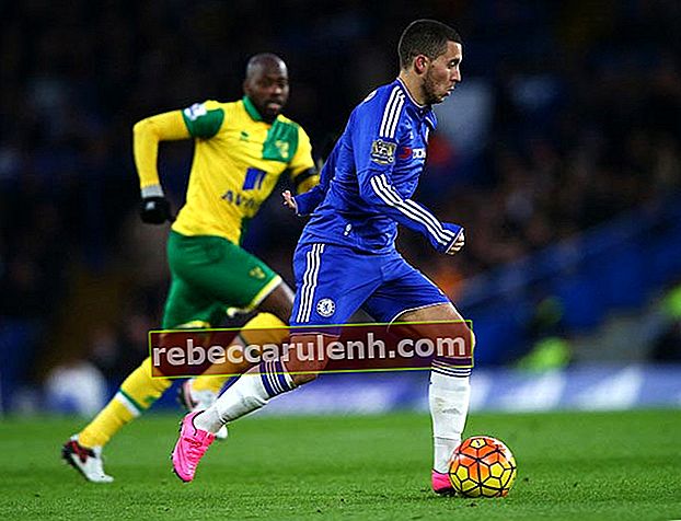 Eden Hazard avec le ballon lors d'un match de Premier League entre Chelsea et Norwich City le 21 novembre 2015