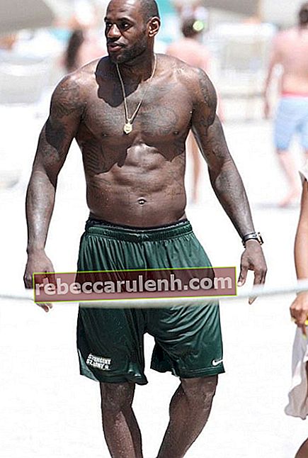 LeBron James exhibant son grand corps sur la plage de Miami.