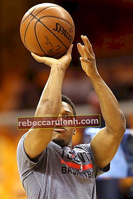 Kyle Lowry spara la palla durante il riscaldamento prima del gioco uno delle finali della NBA Eastern Conference 2016 contro i Cleveland Cavaliers
