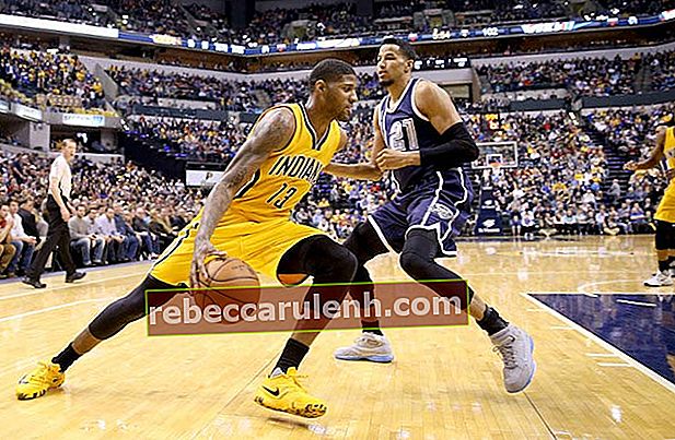Paul George in Aktion gegen Oklahoma City Thunder am 19. März 2016 in Indiana