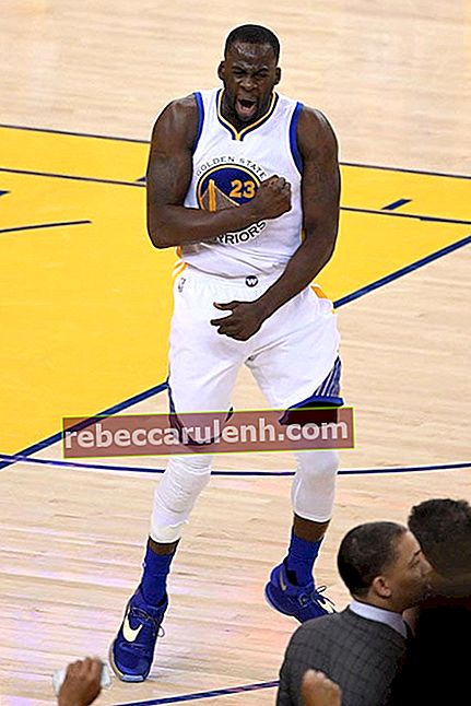 Draymond Green montrant son enthousiasme lors d'un match 2 de la finale de la NBA 2016 entre Golden State Warriors et Cleveland Cavaliers le 5 juin 2016