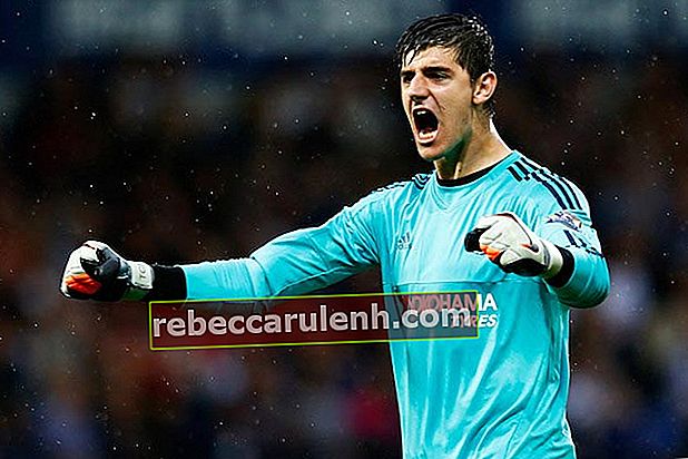 Thibaut Courtois reacts after his team’s opening goal in a match against West Bromwich Albion on August 23, 2015