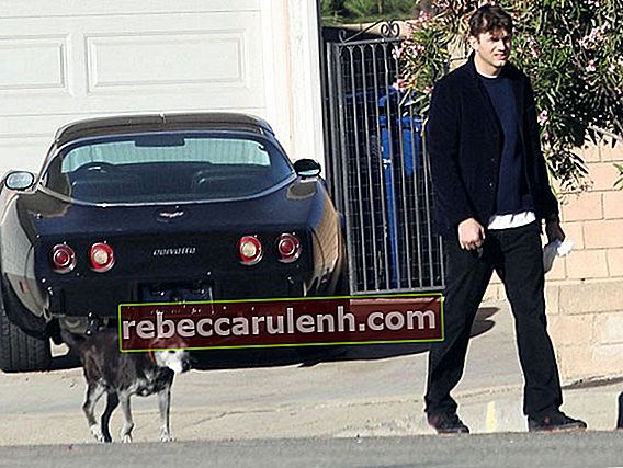 Аштън Къчър води кучето си на разходка