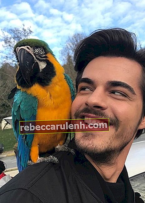 Berk Atan vu dans un selfie qui a été pris avec un beau perroquet sur le dos sur le plateau en février 2017