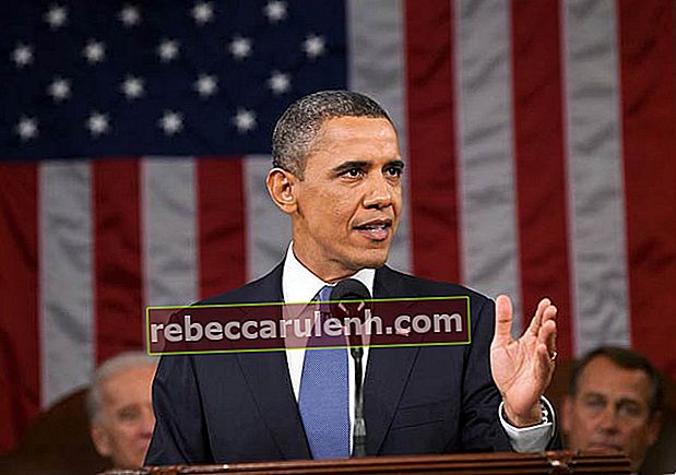 Barack Obama en s'adressant au public