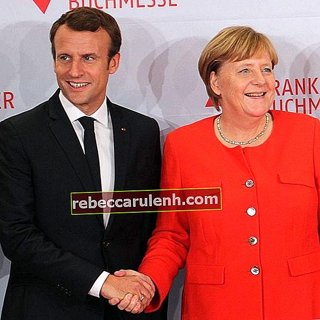 Emmanuel Macron stringe la mano al cancelliere tedesco Angela Merkel nell'ottobre 2017