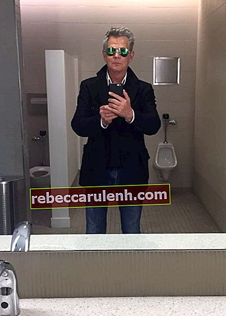 David Foster robi selfie w lustrze w łazience w czerwcu 2017 roku