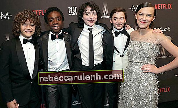 Finn Wolfhard [w środku] na imprezie The Weinstein Company i Netflix Golden Globes Party w styczniu 2017 r