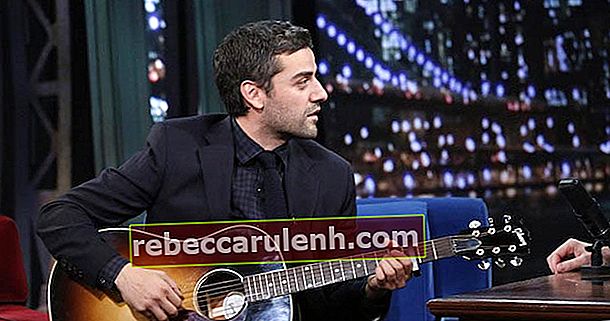 Оскар Исак в The Late Night Show с Джими Фалън, свирещ на китара