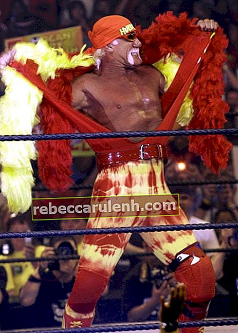 Hulk Hogan pozował na ringu w sierpniu 2005 roku